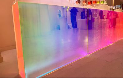 Iridescent wrapped acrylic counter
