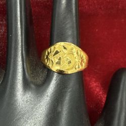 24kt .999 Solid Gold Ring Adjustable Size Diamond Cut Have 2 Similar Ones Available 