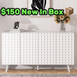 White Buffet Cabinet Storage Sideboards Adjustable Shelves Buffet Cabinet With Storage Kitchen Dining Room Entryway 