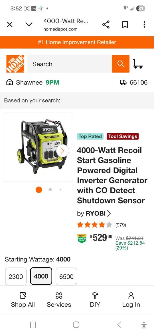 Ryobi Generator