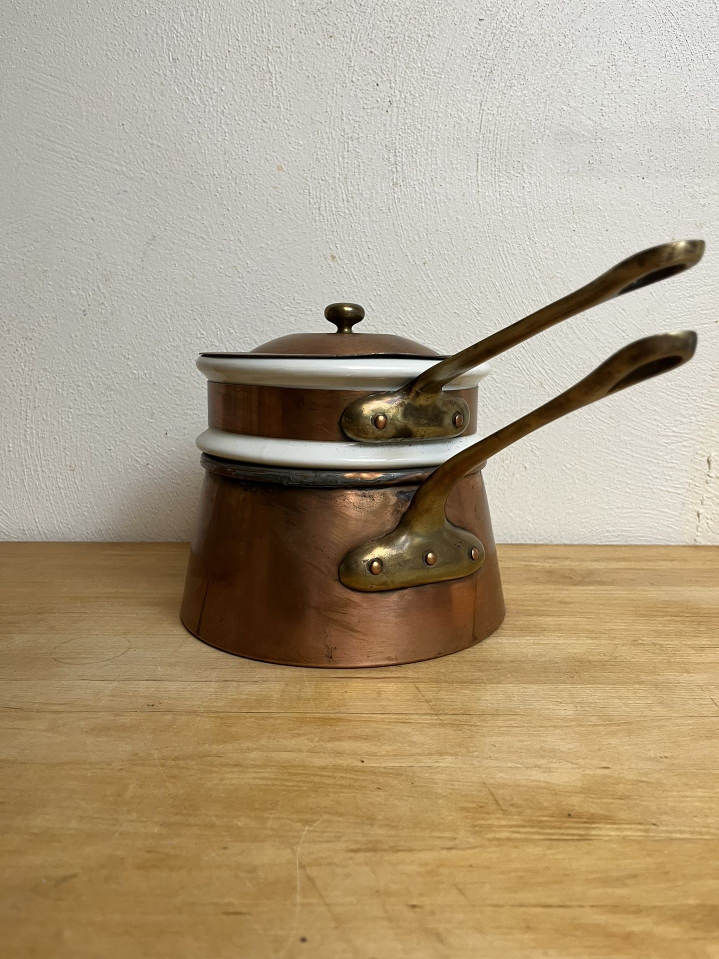 Vintage Hall 1084 Ceramic and Copper Double Boiler