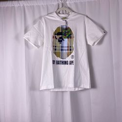 Bape white tee shirt Burberry