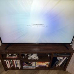 Modern Wood Media Console – 48in Premium Brown Finish, Storage Shelves, Luxury Minimalist TV Stand