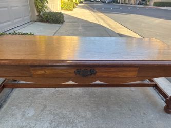 Vintage Oak Coffee Table with Drawer and Carved Legs