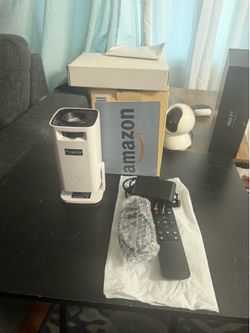 Mini Projector with 4K Support, Portable Projector with Electric Focus & Keystone, 270° Rotatable Stand, Short Throw Home & Outdoor Movie Projector Co