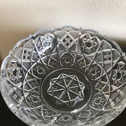 1(contact info removed) Fostoria Glass Co no 1871 Shelton Star Diamond Footed Bowl