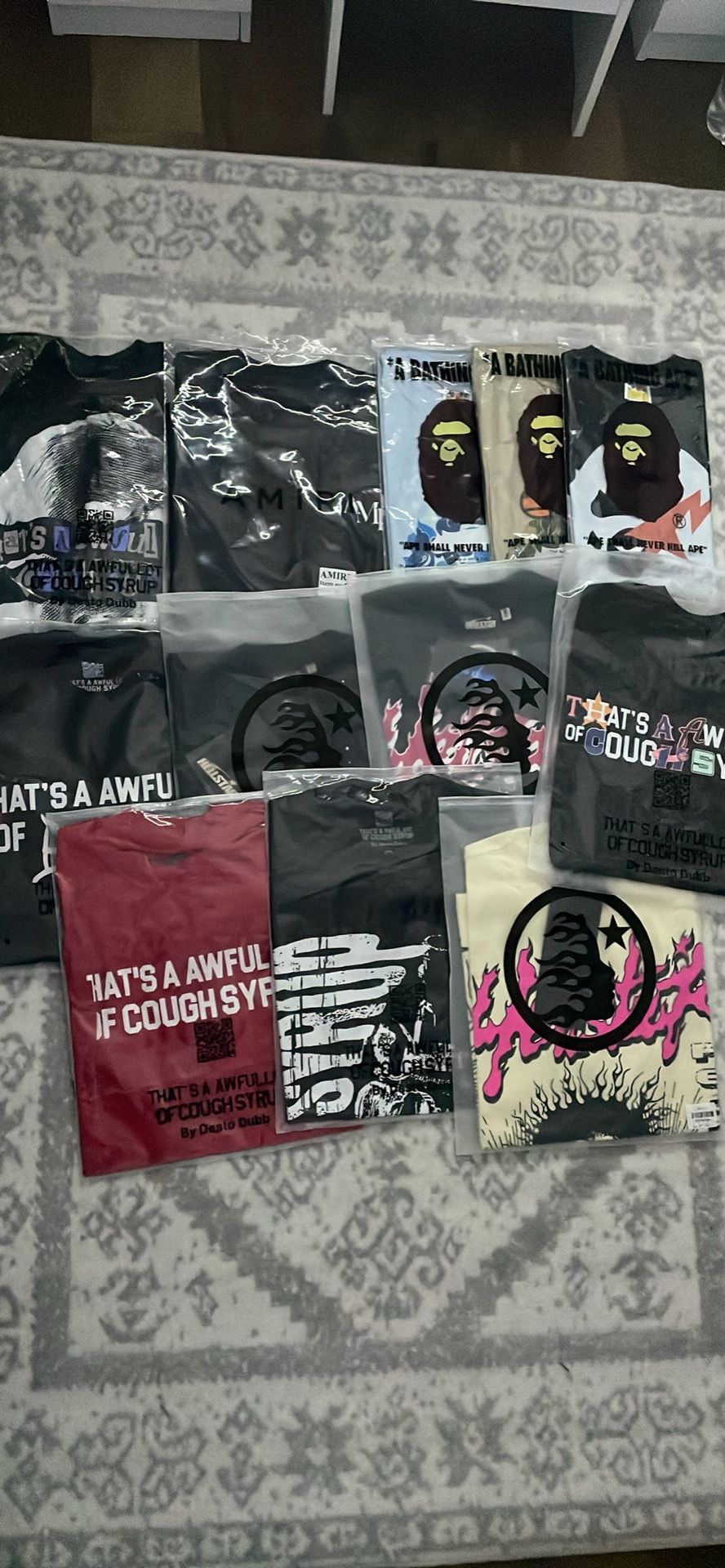 BAPE,HELL STAR,AMIRI,ALOCS T SHIRTS