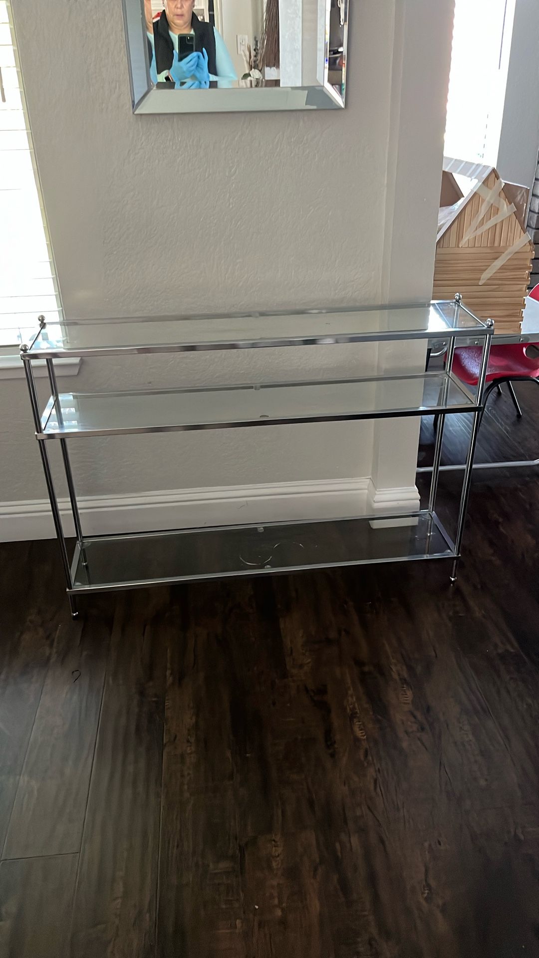 FREE!!!!Glass & Silver Stand 42 Length 29 Height