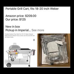 Portable Grill Cart Fits round BBQ Grill 18”-22” Makes grill portable, has accessory holder & side table  Amazon’s price: $209.99 Our Sale Price: $100