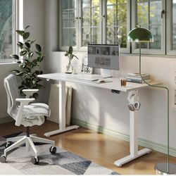 Electric Standing Desk, 60 x 24 Inches Height Adjustable Desk, Sit Stand up for Work Office Home, Ergonomic Rising Computer Table with Memory Preset, 