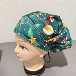 Brand New 25 PCS Adjustable Working Cap with Elastic Bouffant Hats with Print Christmas for Women Men, One Size