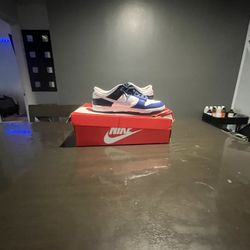 Nike SB Dunks White, Navy Blue, Blue Color Way