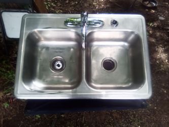 Stainless Steel Kitchen Double Sink L33xW22xD7
