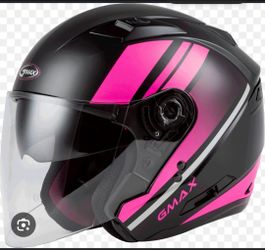 GMAX OF-77 Open-Face Street Helmet (Matte Black/Pink/Silver, Medium