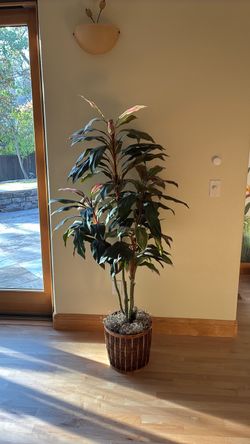 Large Artificial Tropical Tree in Basket