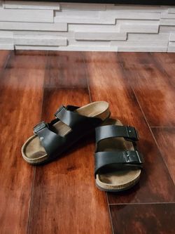 Birkenstock Arizona Black Leather Two Strap Sandals Size EU 34