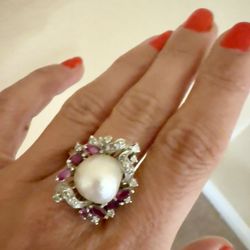Pearl Ruby Diamond Ring