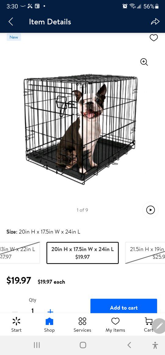 Single Dog 24" Dog Crate And Divider For Small Dog