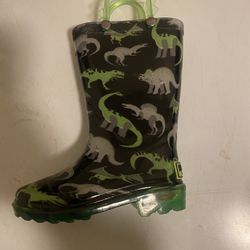 Worn Few Times, Used Dinosaur Light Up Rain Boots 