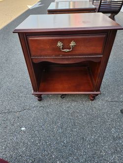 Cherry Wood Nightstand with Drawer and Shelf