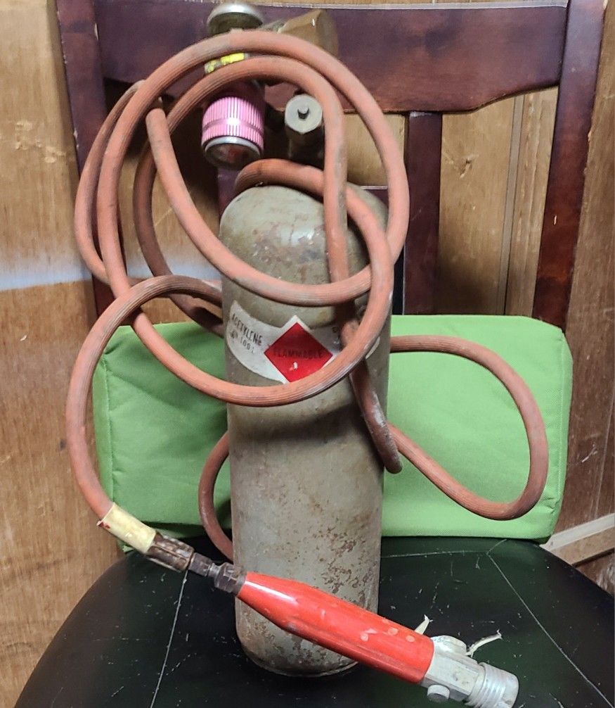 Acetylene Tank, Gauge And Hose