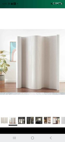 Red lantern 6ft. Tall Bamboo Wave Screen - Rustic White