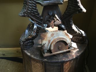 Antique drill-driven circular saw
