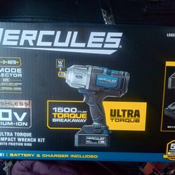 HERCULES 20V Brushless Cordless, 1/2 in. Ultra Torque Impact Wrench Kit with Battery and Charger