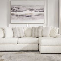 Chessington Ivory 2-Piece RAF Chaise Sectional  ( Sofa, loveseat, Sectional options