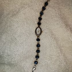 Vintage Geneva Blue Rhinestone Watch 