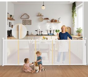 160'' Retractable Baby Gates Extra Wide, 42" Extra Tall Retractable Dog Gate for Doorways,13 Foot 