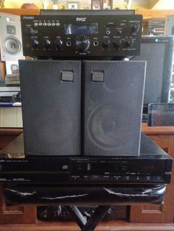 200 WATTS PYLE BLUETOOTH RECEIVER,  SHARP CD PLAYER,  NAKAMICHI WIRED BOOKSHELF SPEAKERS,  DAYTON POWERED SUBWOOFER $600 FINAL PRICE