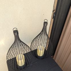 Black metal lanterns 17 inches