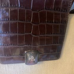 Large Ralph Lauren Linen & Leather Purse
