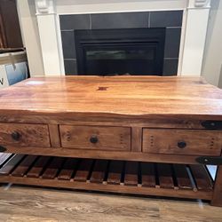 Rustic Mahogany Coffee Table And Two End Tables Solid Wood