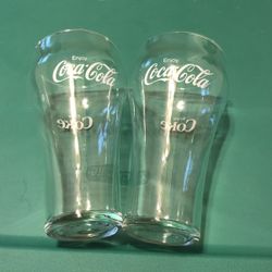 2  Vintage Coca Cola Glasses, 6”