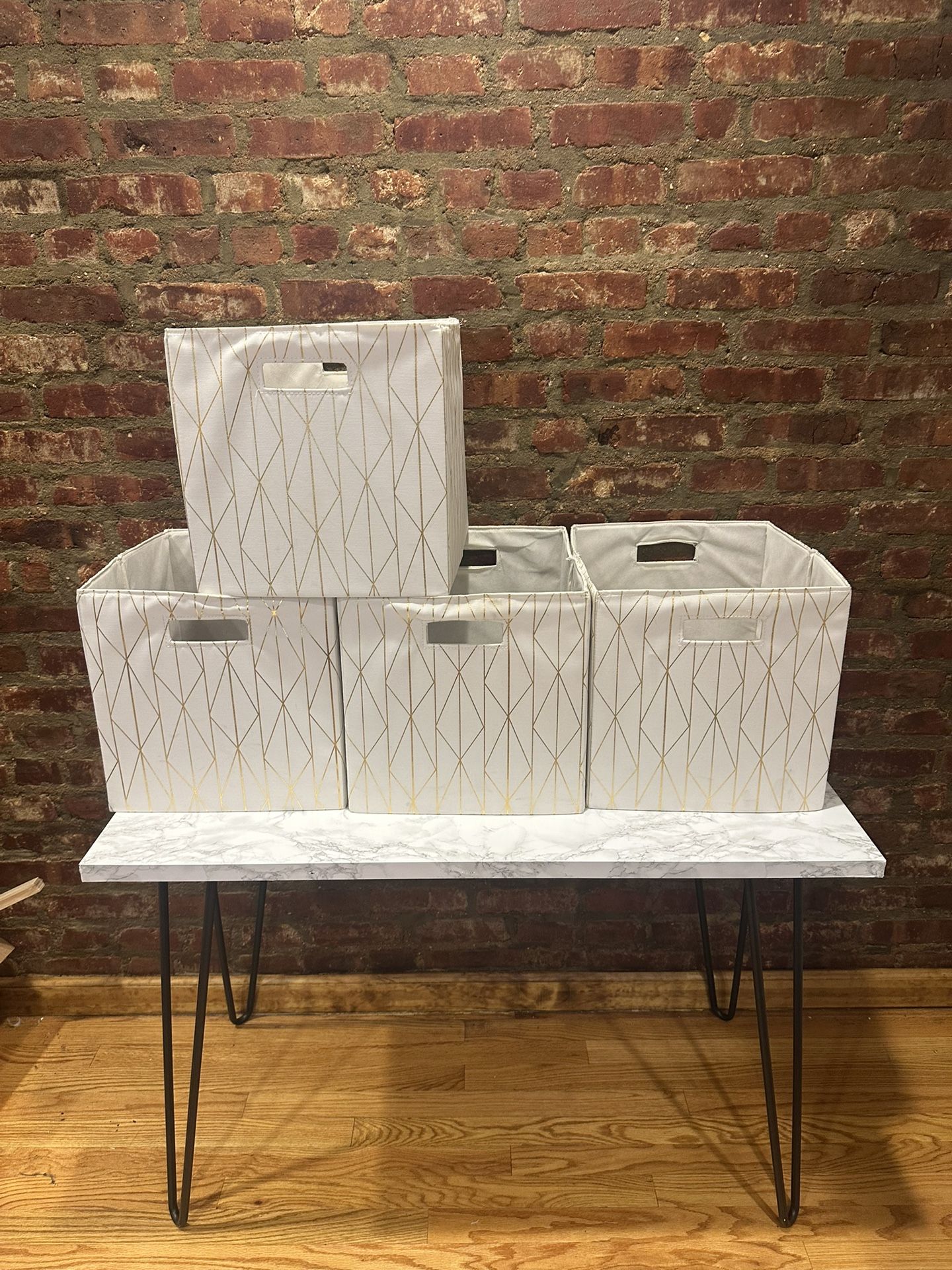 White & Gold Storage Boxes