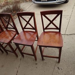4 Solid Wooden Chairs For $10 Each