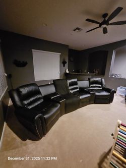 5 Piece Black Reclining Couch Best Offer