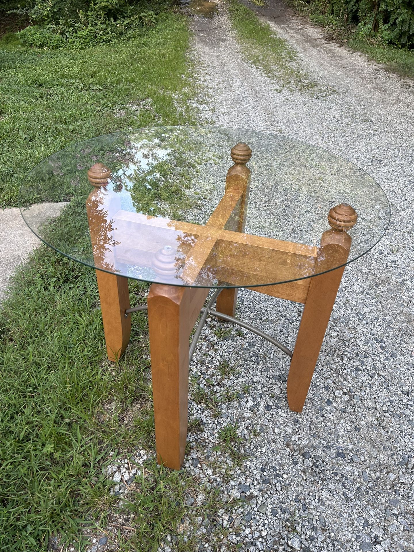 Heavy Duty Wooden Table with 1/4” Black Glass Top