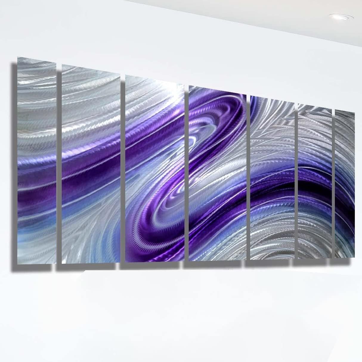 Jon Allen Metal Wall Art – “Wild Imagination” – 68” x 24” – Silver, Purple & Blue – Modern Abstract Sculpture 