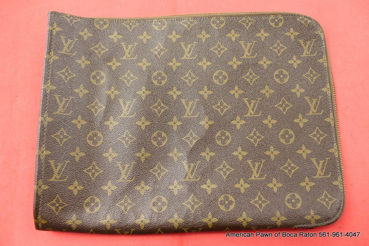 Louis Vuitton Posh Document Bag Monogram M53456 Document Case Clutch Brown 14x11
