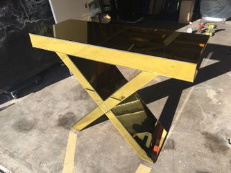 Gold Beveled Mirror Console Table