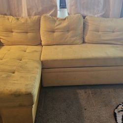 Yellow L Shape Couch Pull Out Bed