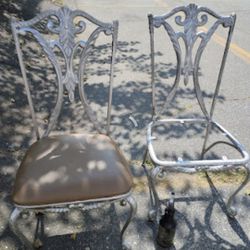 4 Vintage Silver Cast Iron Chairs 