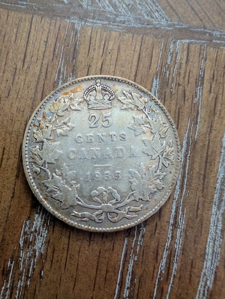 1935 Canada Silver Quarter Coin