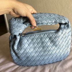 Pale Blue Hand Bag 11”wide By 8.5” Tall