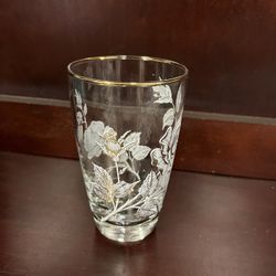 Gold Trimmed Rim Floral Drinking Cup