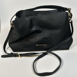 Michael Kors Camille Satchel Purse Handbag Black Leather 
