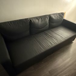 Black Faux Leather Sofa Bed 